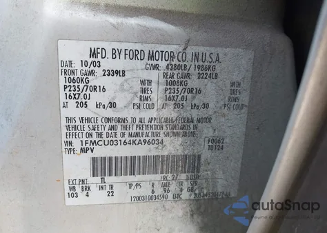 2004 Ford Escape Xlt z USA, uszkodzony, nr VIN 1FMCU03164KA96034